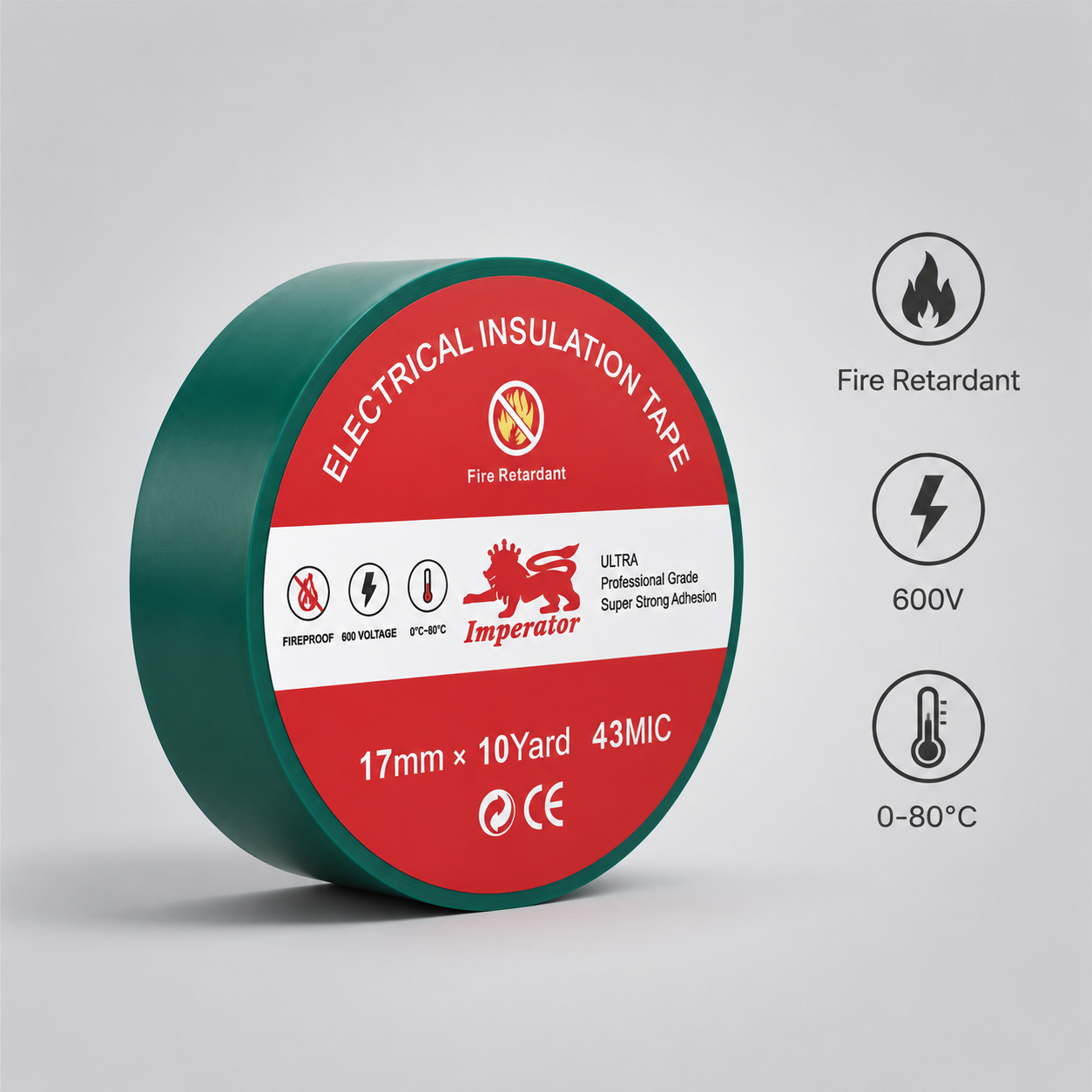 نوار چسب برق Imperator ولتاژ ۶۰۰ ولت، ضد حریق (Fire Retardant) - ۱۰ یارد