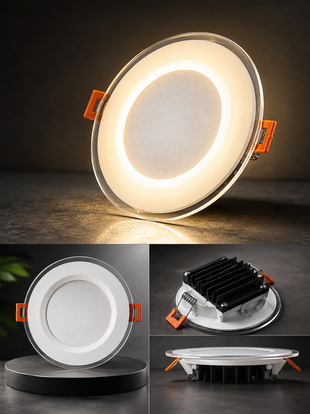 چراغ هالوژن LED دور شیشه ۱۲ وات توکار | نوردهی بالا و کممصرف